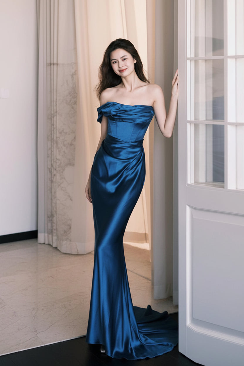 banquet dinner dress Blue Luxury Evening Color:Barbie please note us your Brand:Barbie Dresses to Wear to