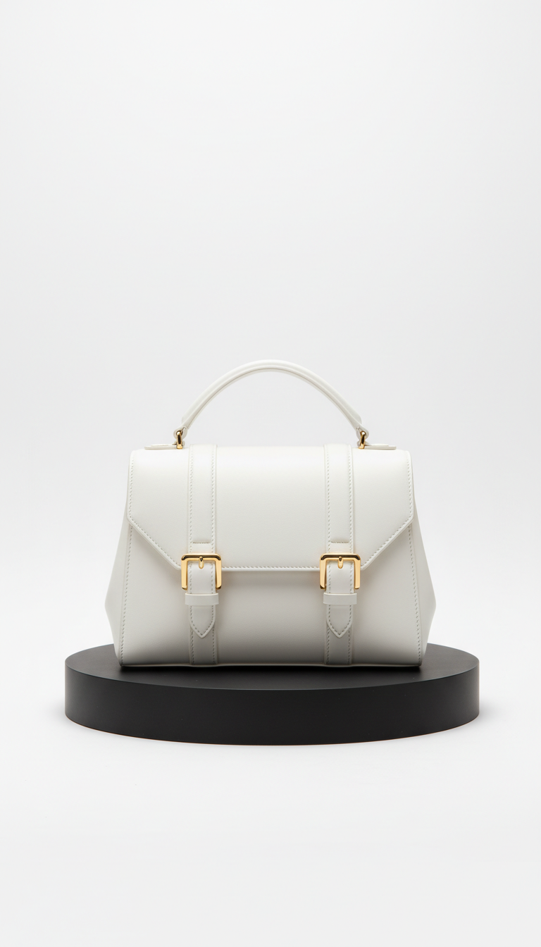 Pure White Architectural Leather Handbag